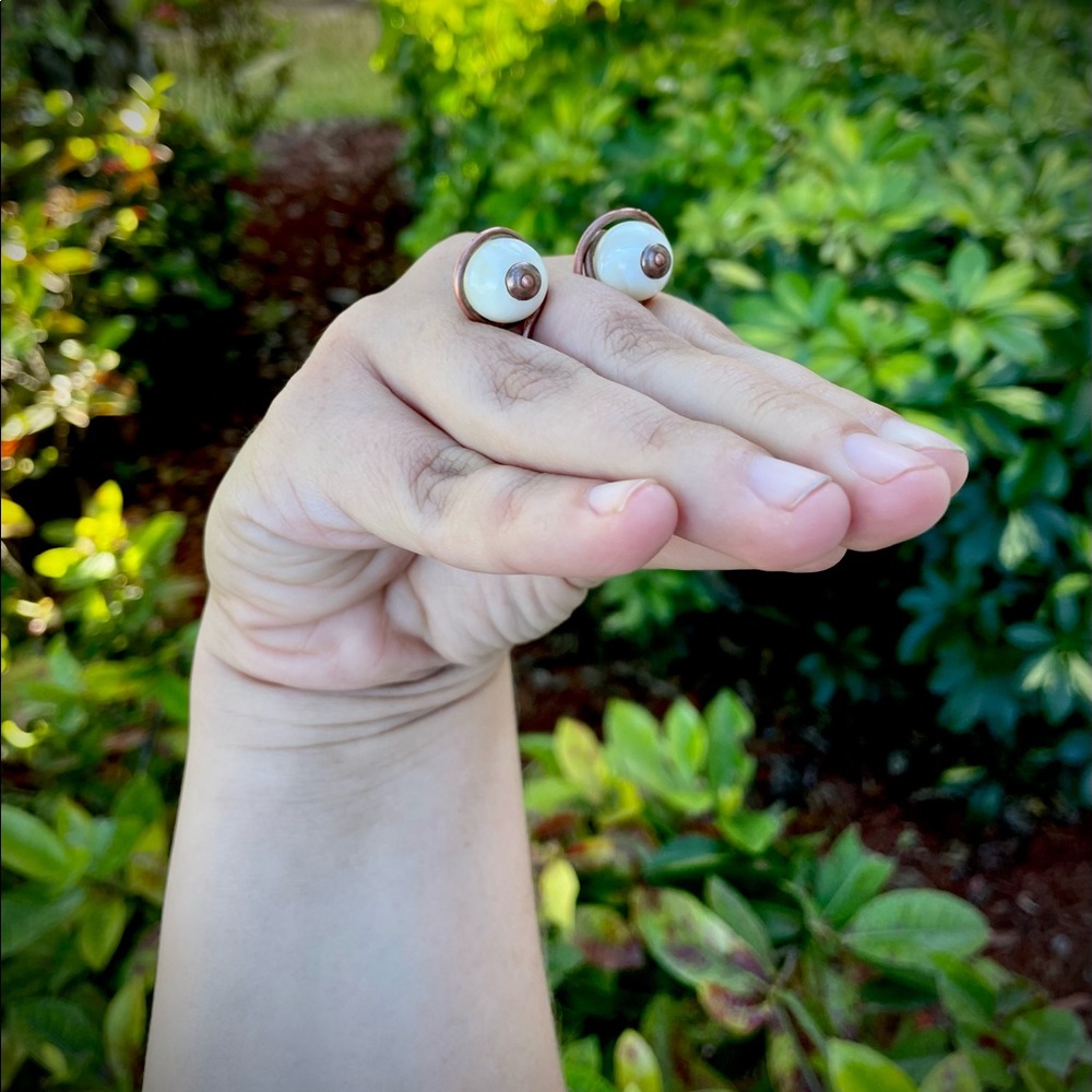 Copper eye puppet adjustable handmade rings